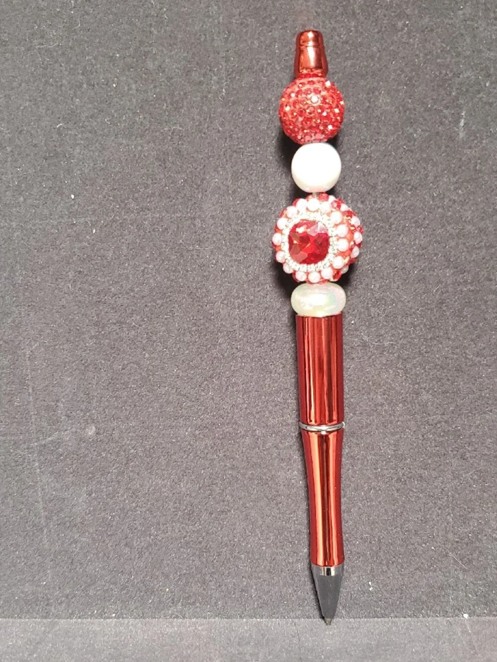 Beaded Decorative Ballpoint Pen - Red and Pink  REASONABLE OFFER ACCEPTED